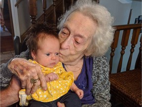 Mary Snider, shown holding a grandchild in a family photo, died Monday after contracting the coronavirus at a long-term care home in Woodslee. (for Doug Schmidt story/Windsor Star)
Photo courtesy of Snider family