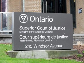 Superior Court of Justice in Windsor, Ontario is pictured in this April 30 file photo.
