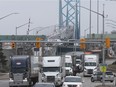 Nearly a quarter of all traffic into Canada during COVID-19 has been across the Ambassador Bridge, shown March 19, 2020.