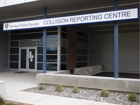 The Windsor Police Collision Reporting Centre on Jefferson Avenue is seen, Monday, April 13, 2020.
