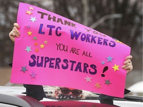 A large parade of motorists cruised by Hotel-Dieu Grace Healthcare on Saturday, April 25, 2020, to thank frontline workers. They were headed to several local long-term care facilities to do the same.
