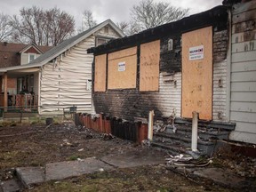 A house in the 3500 block of Peter Street in Windsor's west end after an overnight fire. Photographed April 1, 2020.