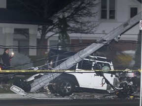 Riverside Dr. E. was shut down between Lauzon Rd. and Watson for a serious single vehicle accident on Tuesday, April 14, 2020. A hydro pole was knocked down. Power was out in a large section of Riverside.