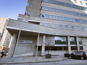 The exterior of the Windsor Police Service downtown headquarters is shown on Feb. 20, 2020.