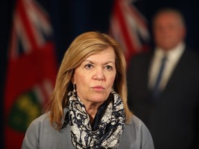 Ontario Health Minister Christine Elliott addresses the province’s daily COVID-19 press conference from Queen’s Park in Toronto on Tuesday, May 5, 2020. THE CANADIAN PRESS/Steve Russell-Pool