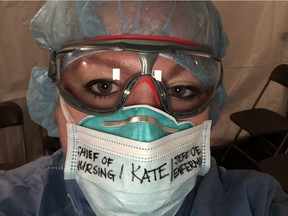 University of Windsor nursing professor Kate Kemplin, seen in personal protective equipment before rounds, is currently serving as chief nursing officer of the Ryan Larkin New York Presbyterian Field Hospital, known as the Bubble, in the middle of the COVID-19 storm in New York City.
