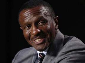 Dwane Casey talks while being introduced as the Detroit Pistons new head coach at Little Caesars Arena on June 20, 2018 in Detroit, Michigan.