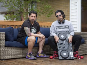Windsor nightlife fixtures Renaldo and Remo Agostino of Element Entertainment and Imperial hang out on their backyard deck on May 5, 2020.