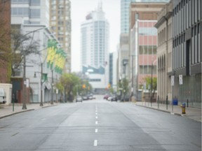 An empty Pitt Street in downtown Windsor, seen May 14, 2020, is symbolic of the lost business during the pandemic.