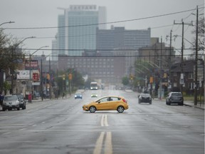 An empty University Avenue West in downtown Windsor is seen, Thursday, May 14, 2020.