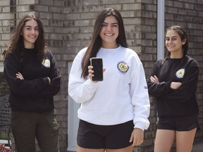 Stephanie Paulose, left, Isabella Gallucci and Sofia DiMario are shown on Thursday, May 21, 2020 in Windsor. They have started a petition to save their high school graduation ceremony.