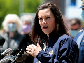 Michigan Governor Gretchen Whitmer addresses the media in this file photo from May.