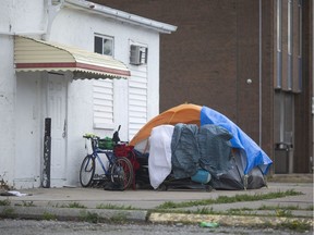 Homeless people create makeshift shelters in a largely deserted downtown Windsor, Wednesday, May 7, 2020. Mayor Drew Dilkens is considering building a city-owned homeless shelter in light of the experiences during COVID-19.