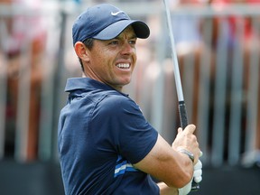 Rory McIlroy hits his tee shot on the first hole during the second round of the Arnold Palmer Invitational golf tournament at Bay Hill Club & Lodge in Orlando, Fla., on March 6, 2020.