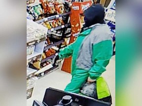 A security camera image of a man who robbed a convenience store in the 300 block of Mill Street early May 21, 2020.