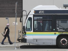 A Transit Windsor bus is shown at the Devonshire Mall on Tuesday, May 26, 2020.