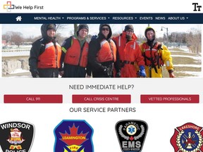 A screenshot of the new website WeHelpFirst.ca - launched by the Windsor-Essex County branch of the Canadian Mental Health Association to help local first responders.