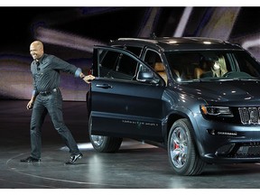 Ralph Gilles, president and CEO SRT Brand and Motorsports, Chrysler Group LLC., introduces the new Jeep Grand Cherokee SRT during the Jeep press conference at the North American International Auto Show in Detroit, Michigan on January 14, 2013.