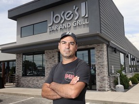 Donny Pacheco stands in front of Jose's Bar and Grill in Leamington on Thursday, June 25, 2020. Leamington remains in Stage 1 of the provincial pandemic protocols.