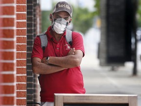 A migrant worker from Mexico is shown in downtown Leamington  on Thursday, June 25, 2020.