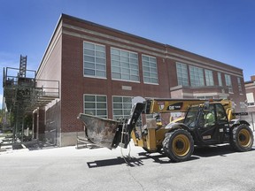 WINDSOR, ON. JUNE 9, 2020 -  Workers are shown at the David Maxwell Public School in Windsor, ON. on Tuesday, June 9, 2020, completing a significant masonry upgrading project.