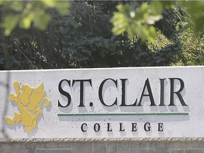 A sign on the main campus of St. Clair College in Windsor. Photographed June 26, 2020.