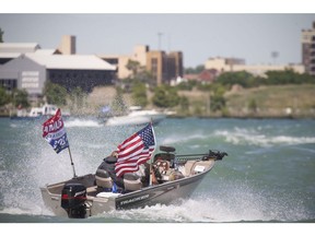 Approximately 750 boats took to the Detroit River to celebrate Donald Trump's 74th birthday, Saturday, June 13, 2020.  The Make America Great Again procession started at MacRay Harbor in Harrison Township and was hosted by the Michigan Conservative Coalition and Michigan Trump Republicans 2020.