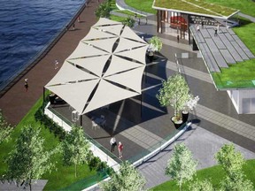 Designer renderings of the Celestial Beacon Gallery structure planned for Windsor's riverfront.