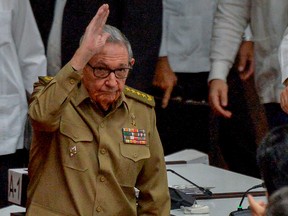 Cuban First Secretary of the Communist Party and former president Raul Castro, waves to deputies during the inauguration of the Fourth Regular Session of the National Assembly of Popular Power in its IX Legislature at the Convention Palace in Havana, on Dec. 20, 2019.