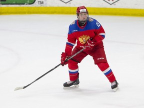 The Windsor Spitfires took defenceman Daniil Sobolev, who is seen competing for Russia at the Four Nations Cup in Plymouth, Mich., in the first round of Tuesday's CHL Import Draft.