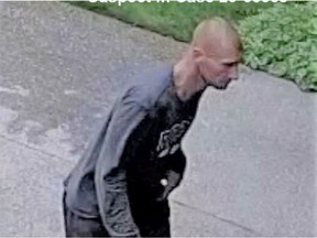 Windsor Police released this image Tuesday taken from a surveillance of a man suspected of breaking into a garage in the 1700 block of Ypres Avenue the previous week.