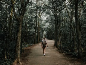 Staycationer explores the trails at Point Pelee National Park.