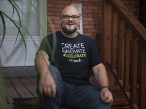 Adam Castle, director of venture services at WEtech Alliance, is pictured outside his home, Thursday, July 16, 2020.