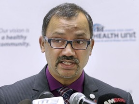 Dr. Wajid Ahmed, Medical Officer of Health with the Windsor-Essex County Health Unit speaks during a press conference on Saturday, March 21, 2020.