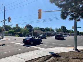 The newly re-opened intersection of Dominion Boulevard and Northwood Street in South Windsor on July 17, 2020.