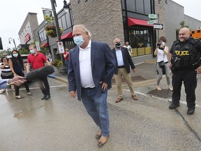 Ontario Premier Doug Ford arrives in Leamington, ON. on Thursday, July 16, 2020 for a haircut at a local barbershop.