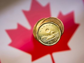 Canadian dollar coins, commonly known as the "Loonies", are pictured in this illustration picture taken in Toronto, Jan. 23, 2015.