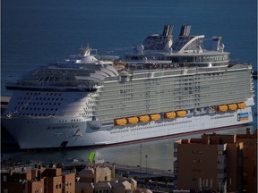 A view of the world's largest cruise ship of Royal Caribbean Cruises, the 362-metre-long Symphony of the Seas, during its world presentation ceremony, berthed at a port in Malaga, Spain March 27, 2018.