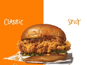 A promotional image tweeted by Popeyes Canada for the Spicy Chicken Sandwich, now available in Southwestern Ontario.