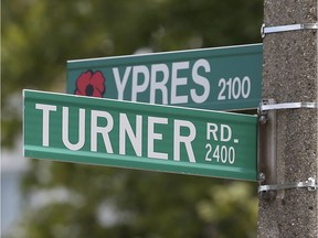Street signs at the intersection of Turner Road and Ypres Avenue in Windsor. Photographed July 30, 2020.