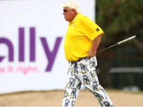 John Daly of the United States walks on the 18th green during the second round of the Ally Challenge presented by McLaren at Warwick Hills Golf & Country Club on August 1, 2020 in Grand Blanc, Michigan.