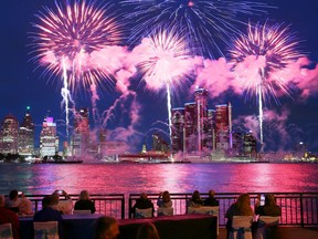 Large crowds gathered along the waterfront on June 24, 2019, to enjoy last year's Ford Fireworks on the Detroit River. This year's event, on Monday, will be televised from a 'secret' Michigan location.