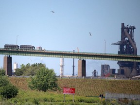 Northbound transport on the International Bridge. Algoma Steel is in the background on Thursday, July 30, 2020.