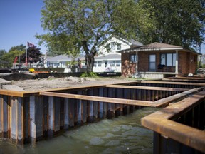 The newly completed breakwall on the waterfront property of Lypps Beach resident Anthony Gagliano in the Town of Essex. Photographed Aug. 20, 2020.