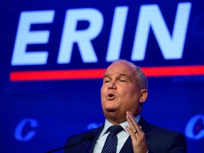 Conservative Party of Canada Leader Erin O'Toole speaks after his win at the 2020 Leadership Election, in Ottawa, Ontario, Canada August 24, 2020.  Sean Kilpatrick/Pool via REUTERS