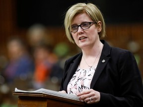 Canada's Minister of Employment, Workforce Development and Disability Inclusion Carla Qualtrough speaks during a sitting of the House of Commons, as efforts continue to help slow the spread of the coronavirus disease (COVID-19), on Parliament Hill in Ottawa, Ontario, Canada April 29, 2020.