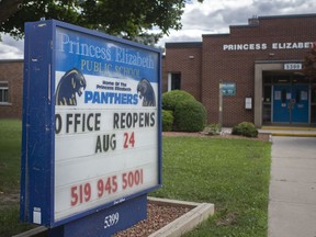 Princess Elizabeth Public School is pictured Wednesday, August 5, 2020.