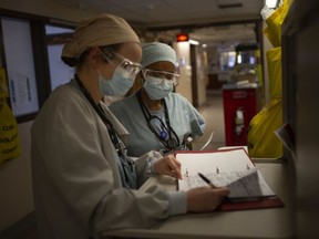 Front-line medical staff are shown working at Windsor Regional Hospital's Ouellette campus on May 13, 2020, during the COVID-19 pandemic.