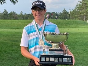 Cale Marontate, who won the Ontario U15 boys' provincial golf championship in Cambridge.