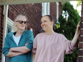Early onset ALS patient Anne Kamath, right, chats with her mother Judy Mittag on Giles Boulevard East Saturday.  Kamath would like to bring awareness to fake and misleading websites promising cures to those afflicted with neurological disorders.